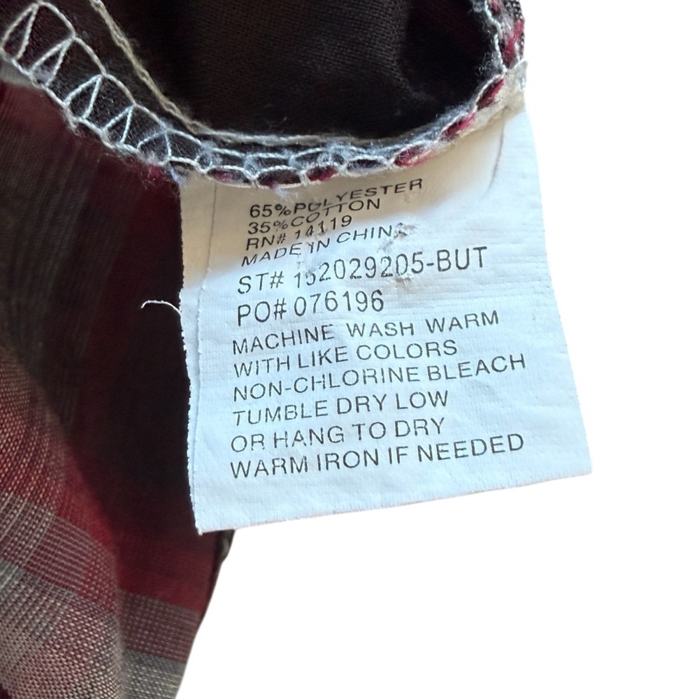 Ely Cattleman Western Pearl Snap Plaid Shirt Mens LT Tall Long Sleeve Rugged Red - Picture 6 of 9